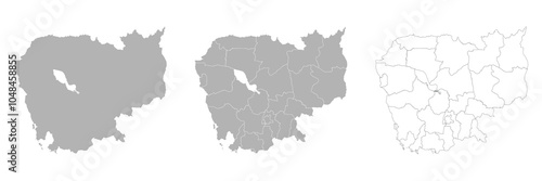 Set of CAMBODIA Maps with Main Map and Regional maps