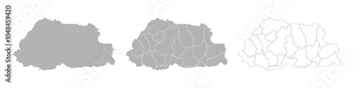 Set of BHUTAN Maps with Main Map and Regional maps