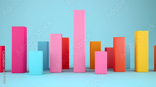 Free Download Vibrant colorful bar graph displaying data trends on a soft blue background for business and marketing insights - GFXLoad