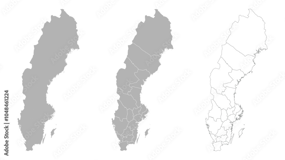Set of SWEDEN Maps with Main Map and Regional maps Set of SWEDEN Maps with Main Map and Regional maps