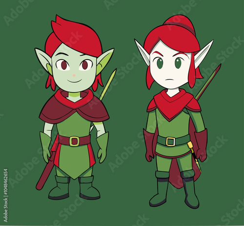 Elf character. Magic fairytale fantasy face. Medieval warrior knight. Cute fairy tale avatar