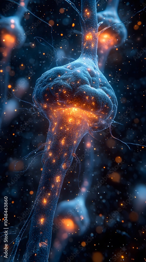 Glowing Neuron with Synapses in Abstract Design Glowing Neuron with Synapses in Abstract Design