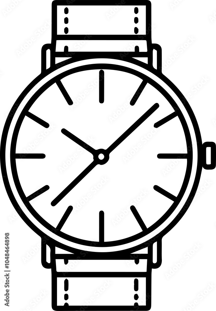 Black Line Art Smart Circle Watch Electronic Device Art Hand Drawn Illustration Black Line Art Smart Circle Watch Electronic Device Art Hand Drawn Illustration