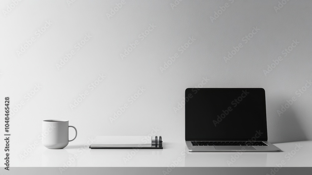 Minimalist Workspace with Laptop and Coffee Mug Minimalist Workspace with Laptop and Coffee Mug
