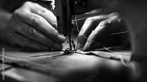 Close-up of Hands Sewing