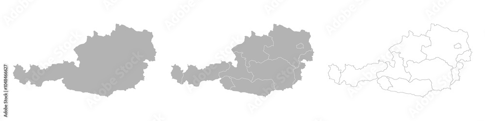Set of AUSTRIA Maps with Main Map and Regional maps Set of AUSTRIA Maps with Main Map and Regional maps