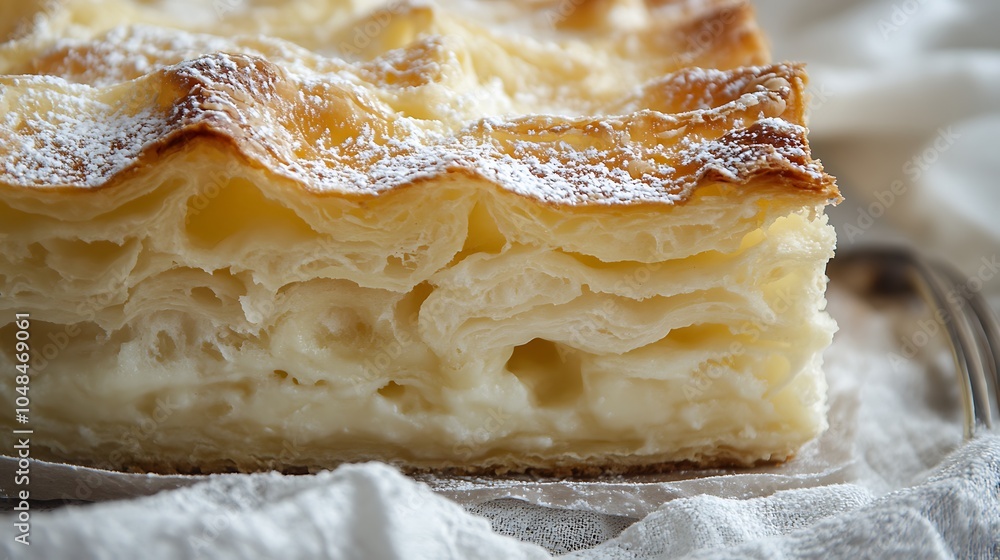 Freshly Baked Pastry Close-Up with Soft Layers Freshly Baked Pastry Close-Up with Soft Layers