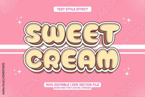 Sweet Cream Editable Text Effect 3d Cartoon Style