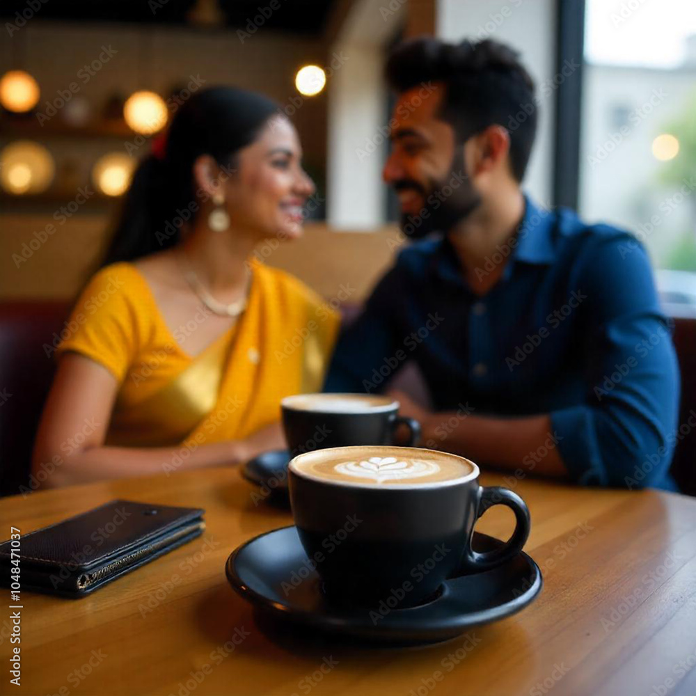 Young couple in cafe Young couple in cafe
