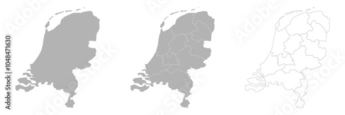 Set of NETHERLANDS Maps with Main Map and Regional maps