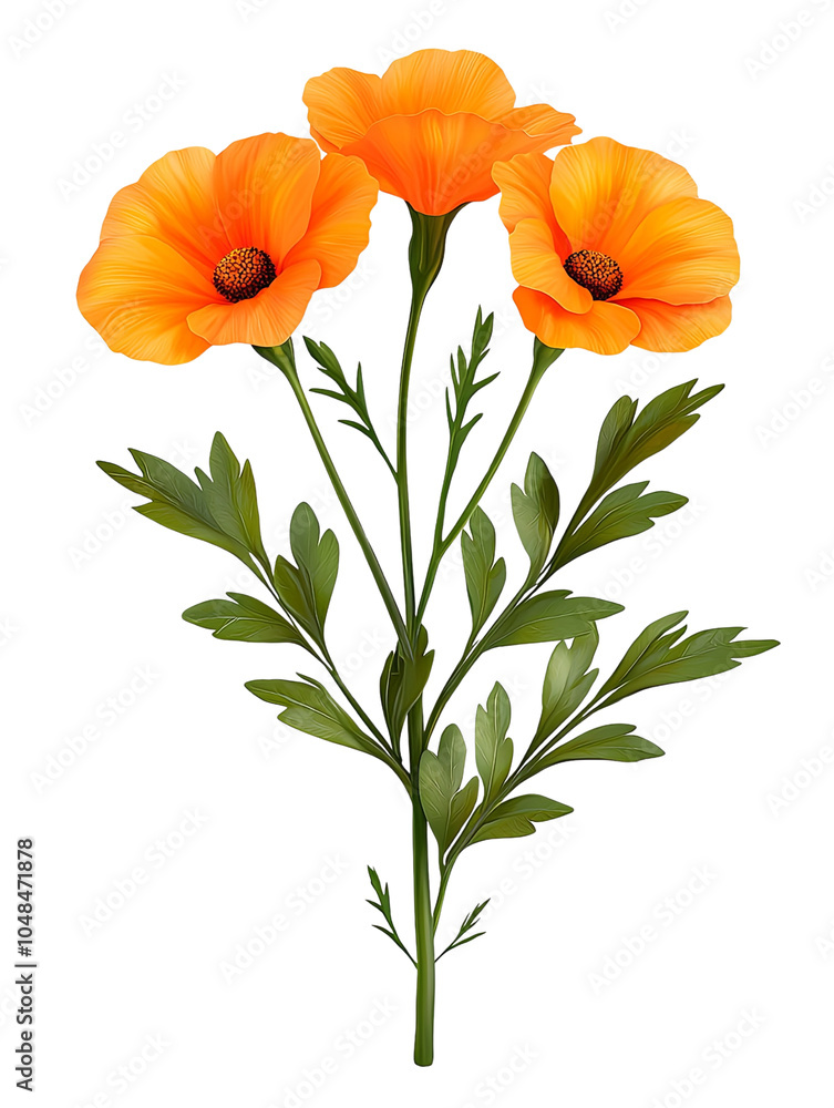 Naklejka premium Bouquet of orange flowers isolated on white background