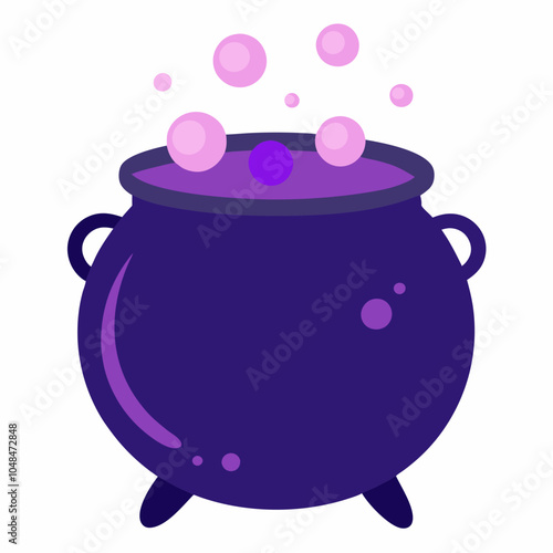 Cauldron with Bubbling Potion vector illustration on white background