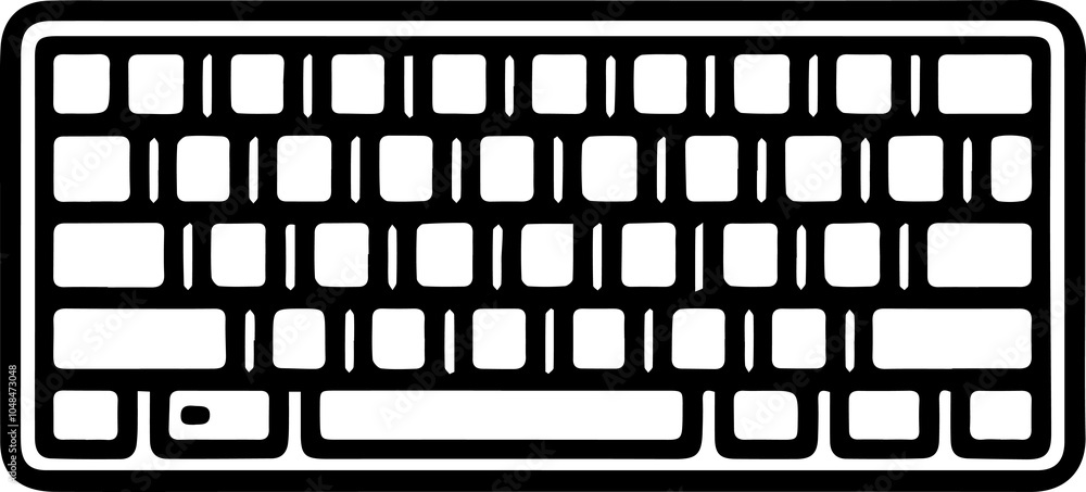 Black Line Art Keyboard Electronic Device Art Hand Drawn Illustration Black Line Art Keyboard Electronic Device Art Hand Drawn Illustration