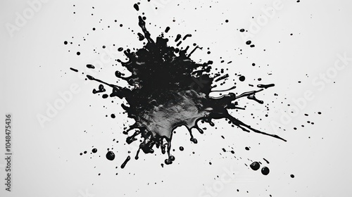 Black Ink Splatter on a White Background