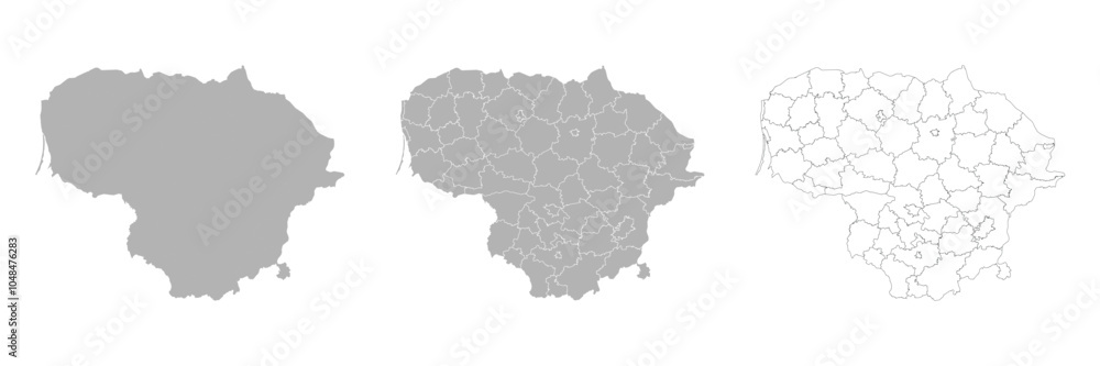 Fototapeta premium Set of LITHUANIA Maps with Main Map and Regional maps