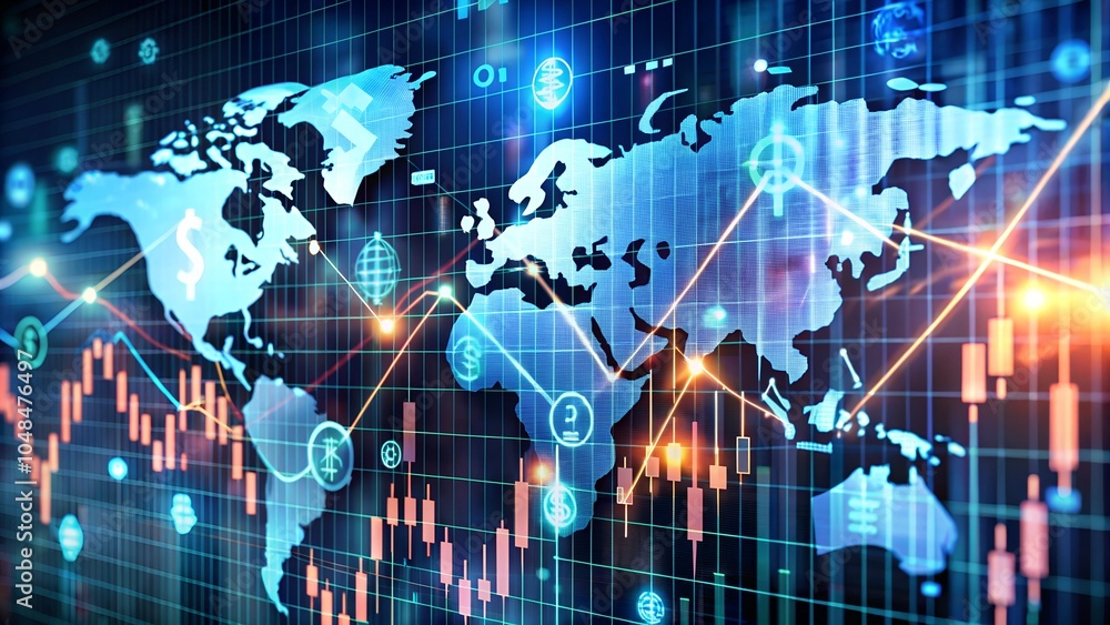 Obraz premium High-tech background displaying multiple currency charts, representing global finance.