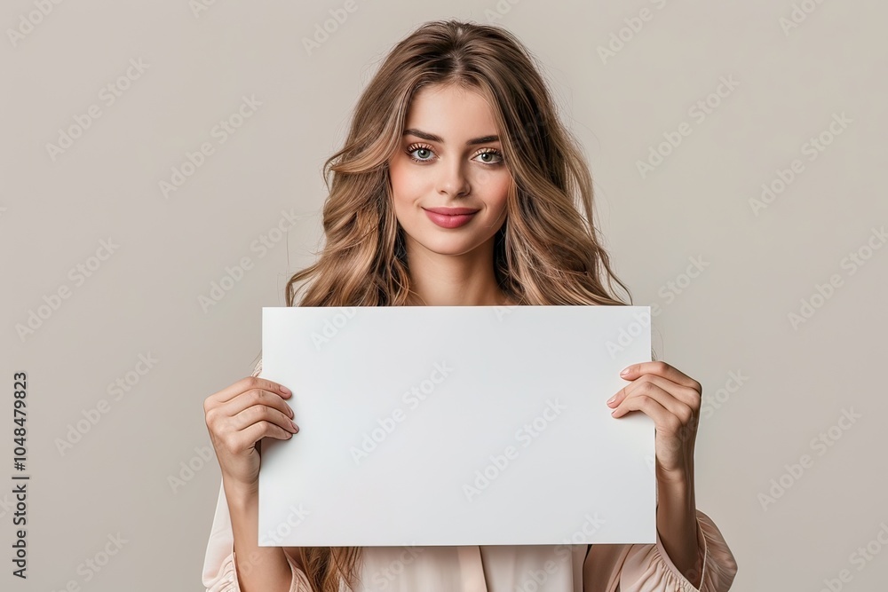Woman Holding a Large White Sign Woman Holding a Large White Sign