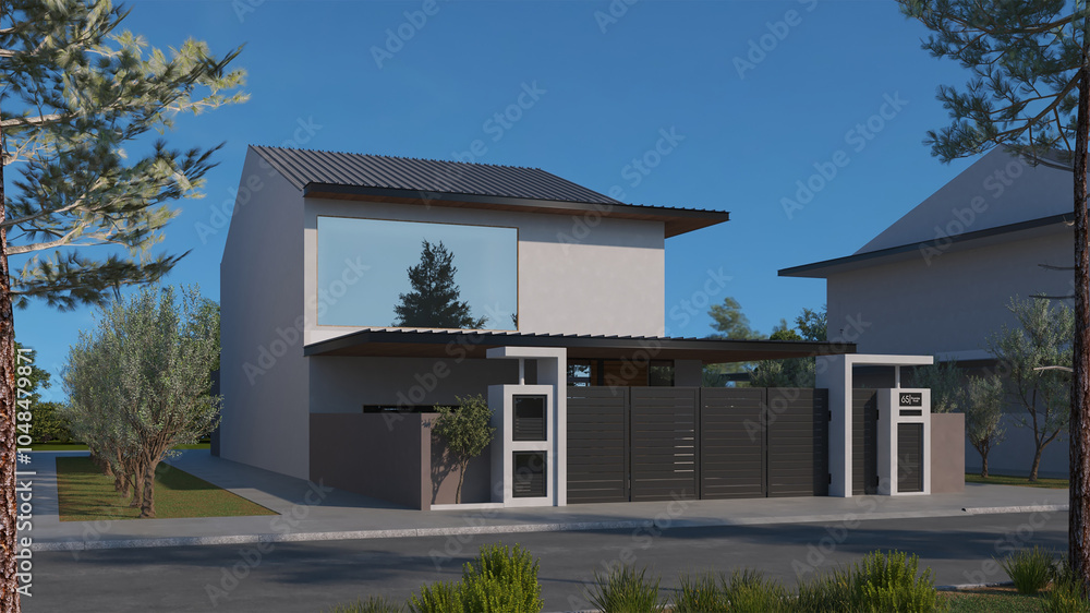 Modern Home and House Design In Riverdale Road USA Left Side View Modern Home and House Design In Riverdale Road USA Left Side View