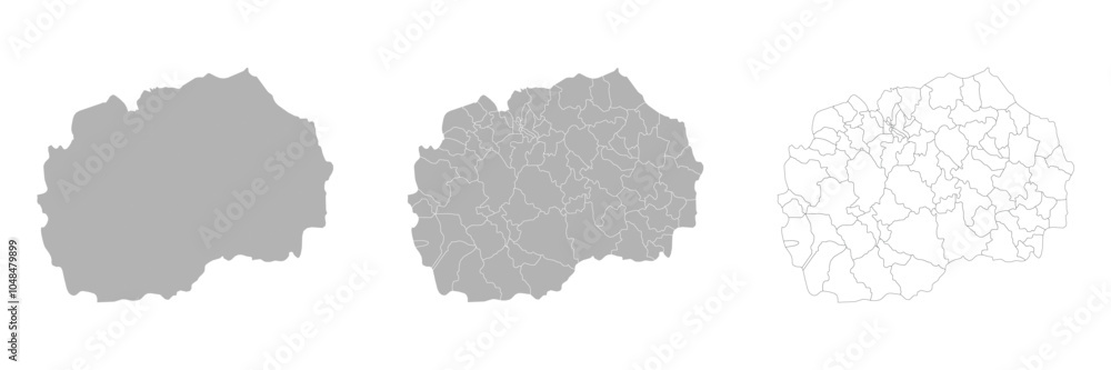 Fototapeta premium Set of MACEDONIA Maps with Main Map and Regional maps
