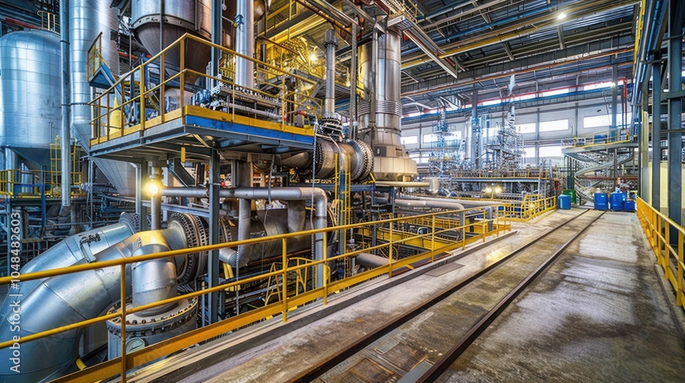 Industrial Interior with Pipes and Metal Structures Industrial Interior with Pipes and Metal Structures
