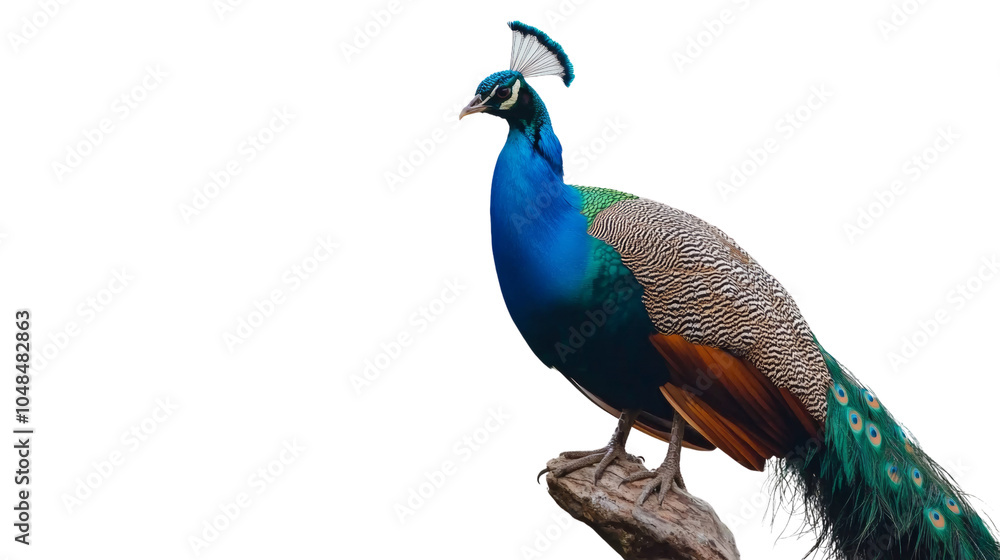 Obraz premium Radiant Peacock on Branch in Daylight. png