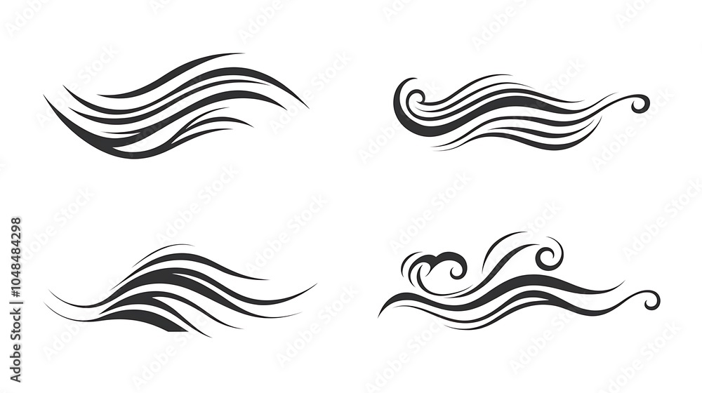 Fototapeta premium Black Wave Vector Icons for Design Projects