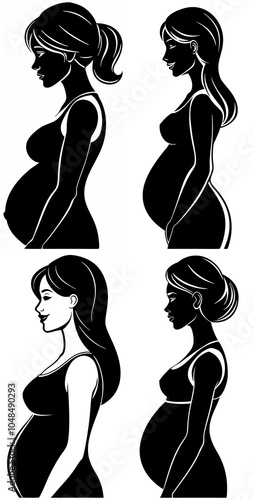 silhouette of a pregnant woman mother women baby mom