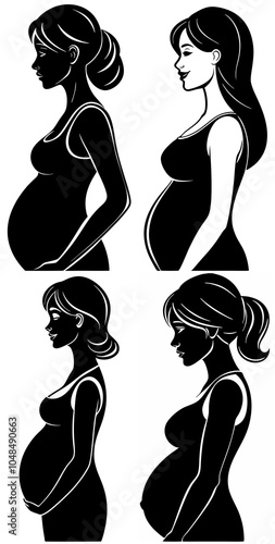 silhouette of a pregnant woman mother women baby mom