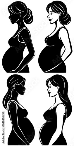 silhouette of a pregnant woman mother women baby mom