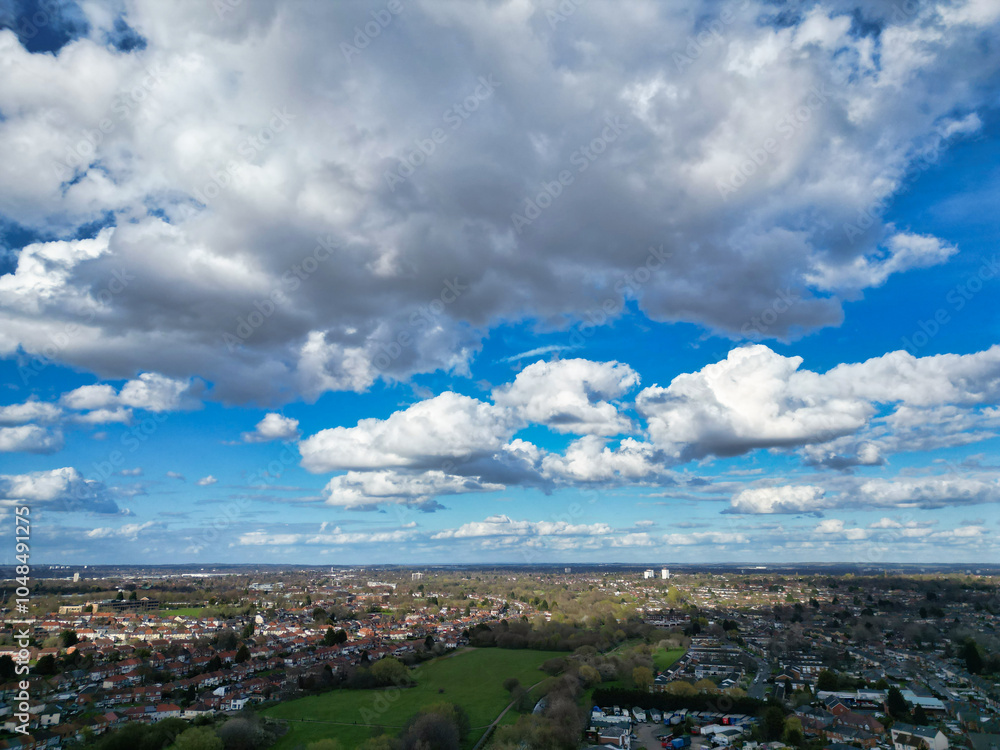 Fototapeta premium Aerial View of Birmingham City of England United Kingdom During Sunset. Aerial View of Was Captured with Drone's Camera on March 30th, 2024