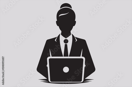 Silhouette of a person sitting behind a laptop.