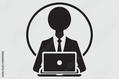 Silhouette of a person sitting behind a laptop.