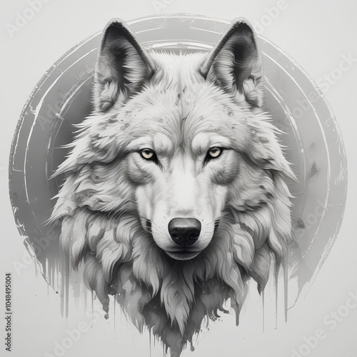 A close up of a Wolf. Portrait of a gray wolf in the forest