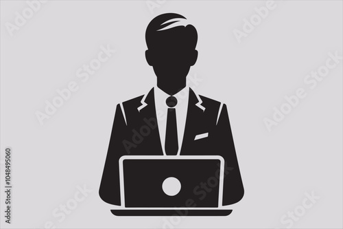 Silhouette of a person sitting behind a laptop.