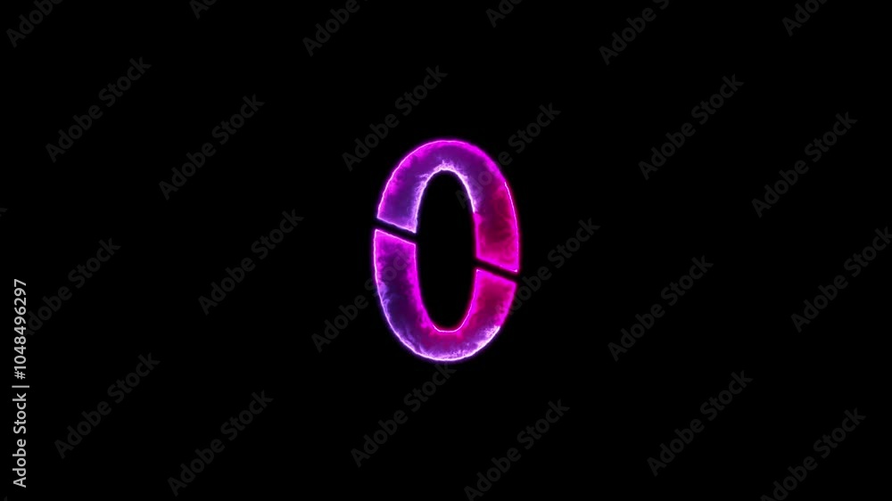 Number 0 animated in loop with neon colors. Graphic element for countdown. Number 0 animated in loop with neon colors. Graphic element for countdown.