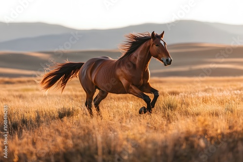 Wallpaper Mural A brown horse runs through a field of tall grass. Torontodigital.ca