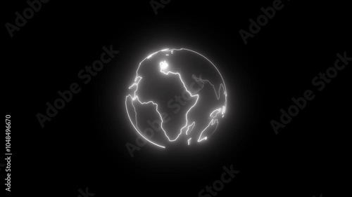Wallpaper Mural Planet earth map icon neon glowing  animation on black background, Futuristic Animation Of Earth, Digital Cyber Globe World Torontodigital.ca