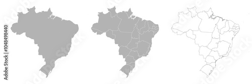 Set of BRAZIL Maps with Main Map and Regional maps