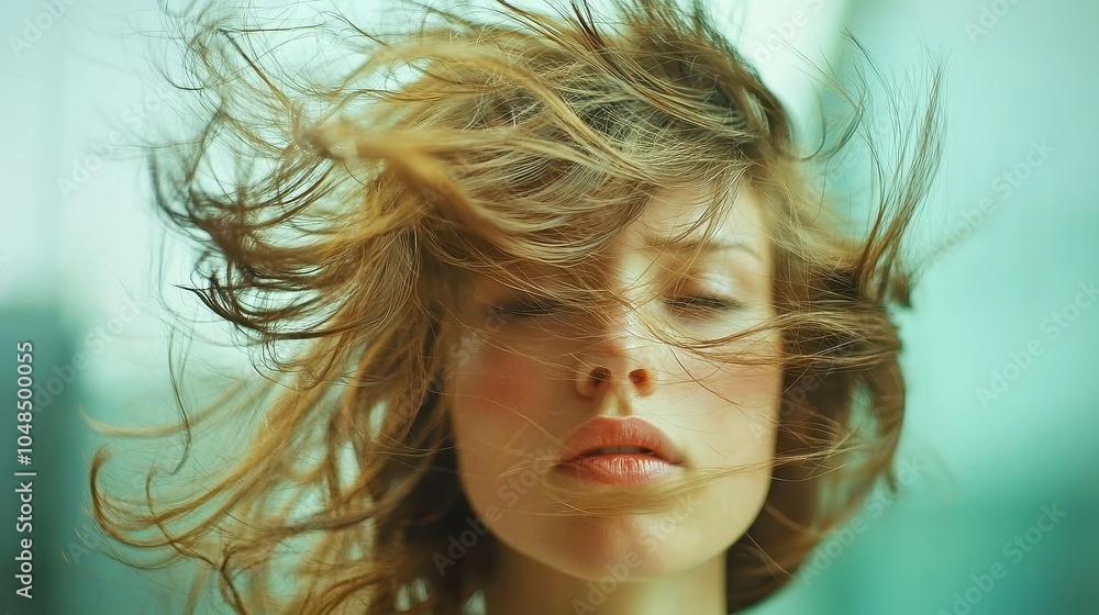Waves of Brown Hair in Super Slow Motion, flowing strands captured in exquisite detail, showcasing texture and movement against an open, airy backdrop. Waves of Brown Hair in Super Slow Motion, flowing strands captured in exquisite detail, showcasing texture and movement against an open, airy backdrop.