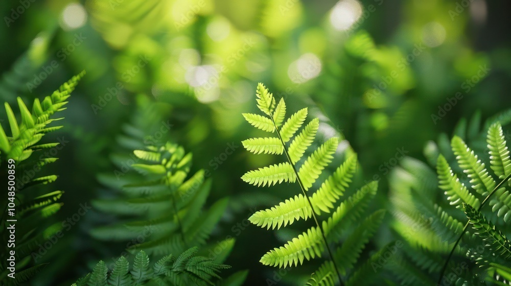 A close-up of lush green fern fronds in a forest, with sunlight filtering through the leaves, creating a soft, natural bokeh. A close-up of lush green fern fronds in a forest, with sunlight filtering through the leaves, creating a soft, natural bokeh.