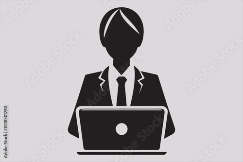 Silhouette of a person sitting behind a laptop.