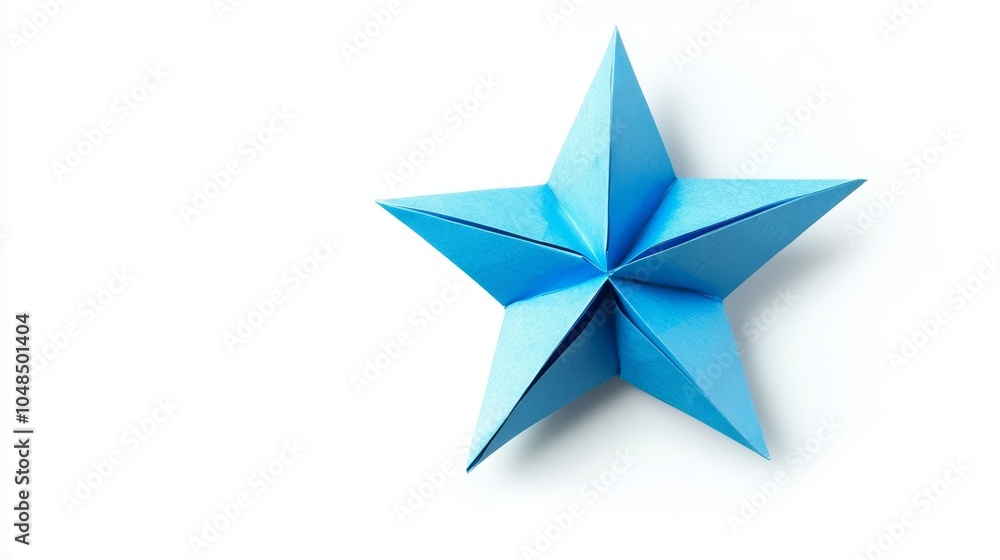 Obraz premium Blue Origami Star on White Background