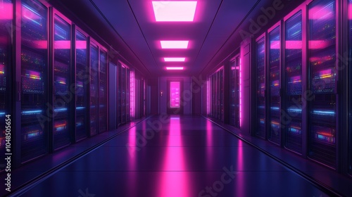 Futuristic Data Center Corridor