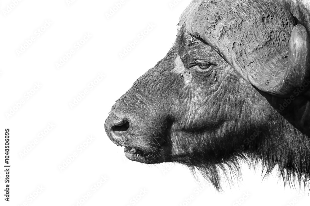 Fototapeta premium black and white portrait of a buffalo