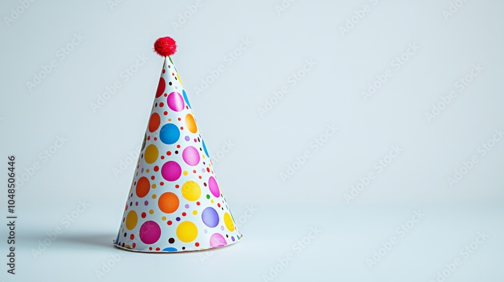 Colorful Party Hat on Plain Background Colorful Party Hat on Plain Background
