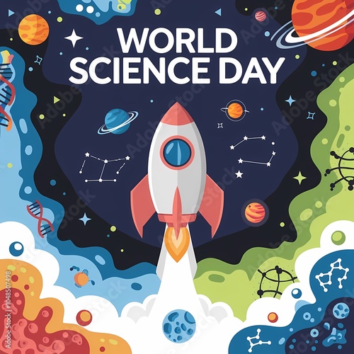 Colorful Science Illustration for World Science Day Celebration Art