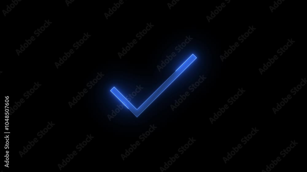Accept stroke icon glowing neon blue color animation Accept stroke icon glowing neon blue color animation