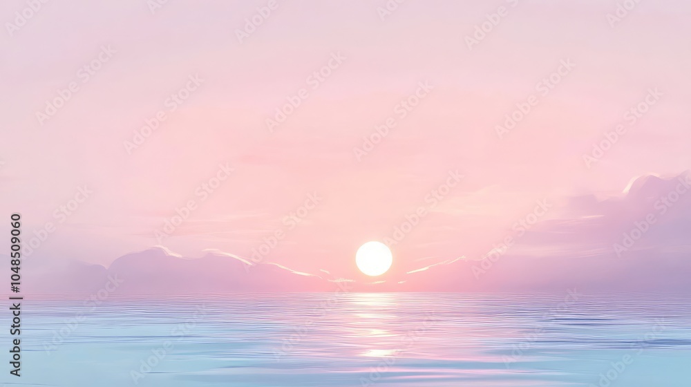 A serene morning sky with soft pastel pink and light blue hues blending together as the sun rises over a calm horizon A serene morning sky with soft pastel pink and light blue hues blending together as the sun rises over a calm horizon