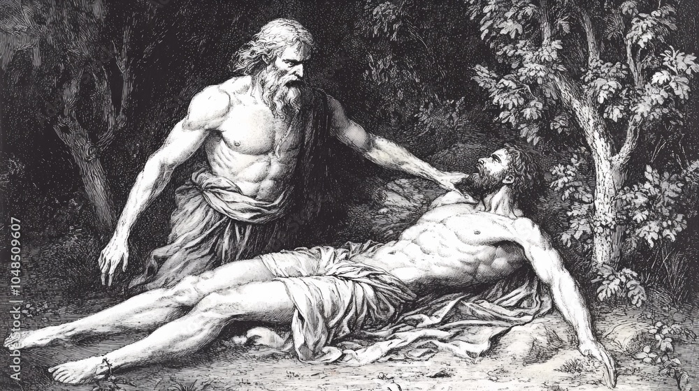 Fototapeta premium Ancient Mythological Scene Illustration
