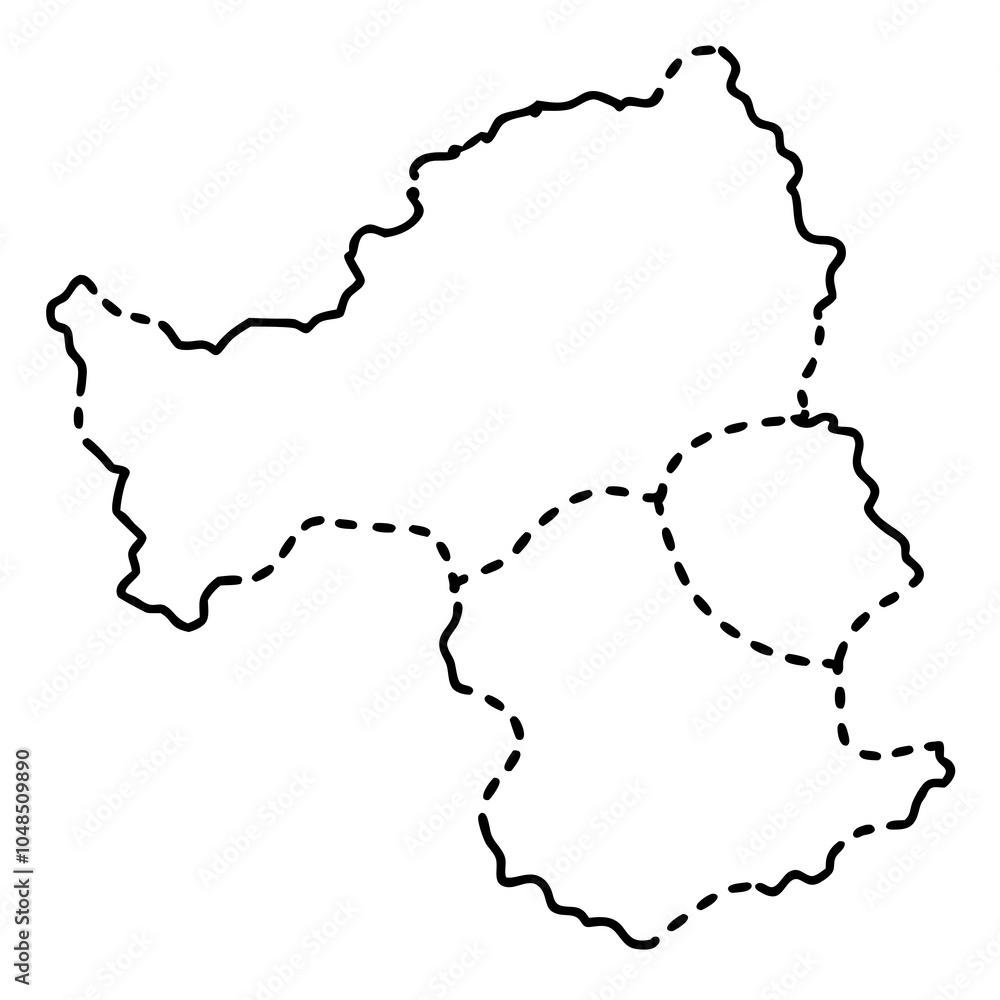 Obraz premium Minimalist Country Map with Dashed Borders – Vector Art